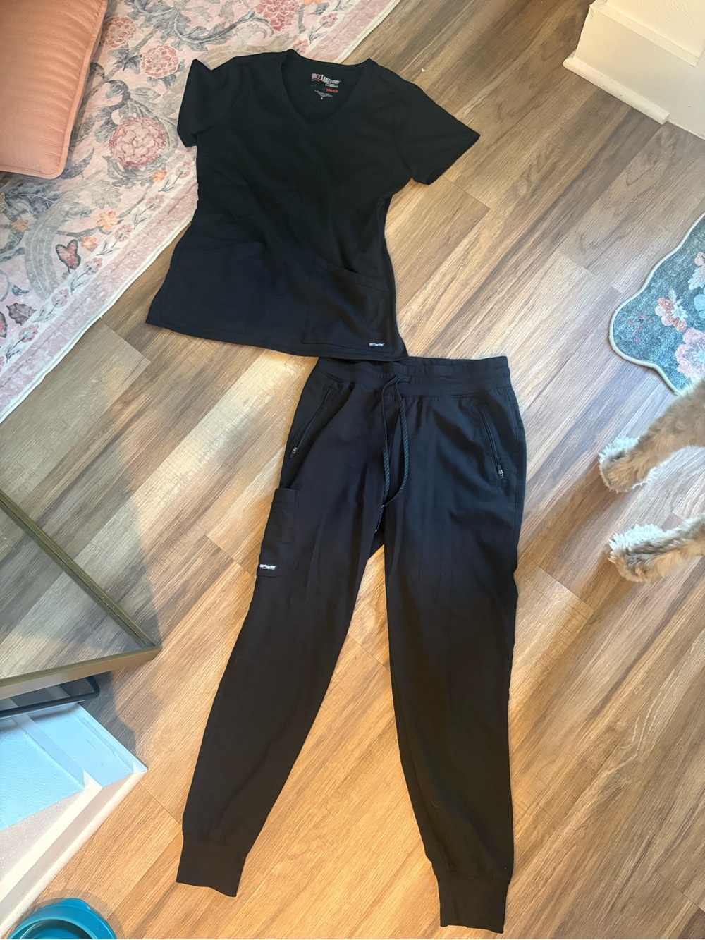 Black Scrub Top & Jogger Set
